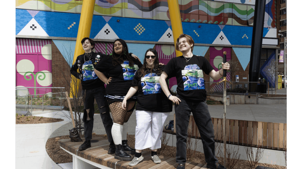 A photo of some of the DashCon 2 team members, (from left to right) Avis, Simone, Ruby, and Martin.